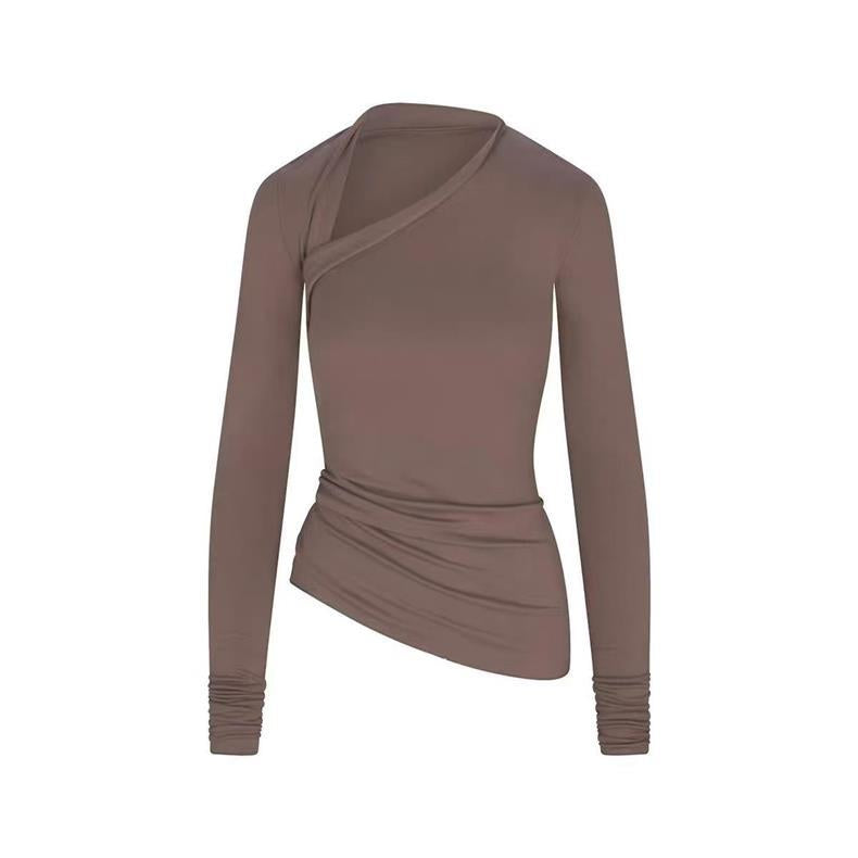 Asymmetrisches Langarm-Top mit Wickel-Detail