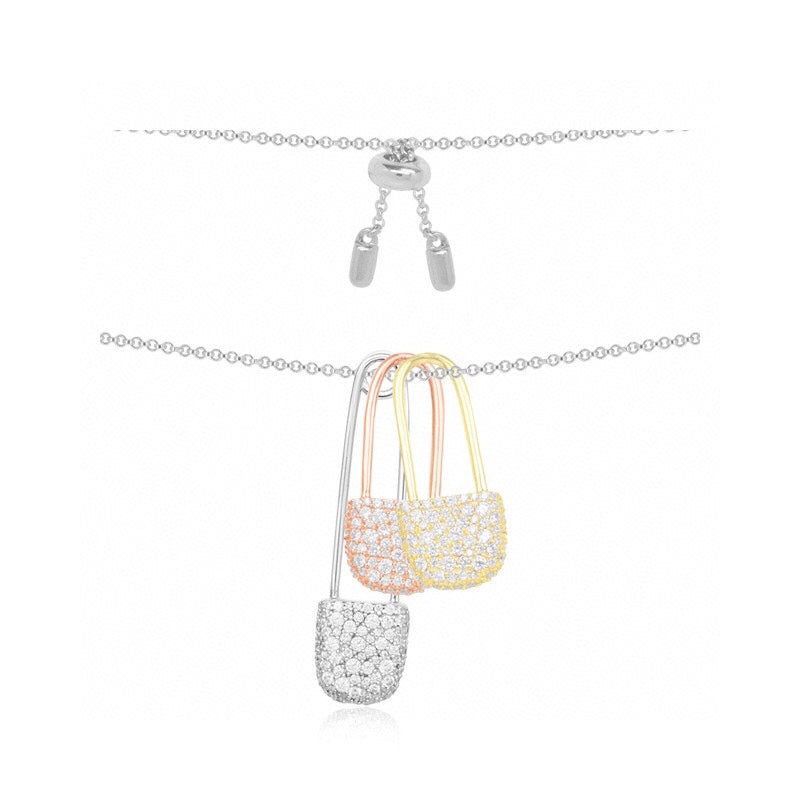 APN Kollektion Kette – Elegante Halskette mit funkelnden Sicherheitsnadel-Anhängern