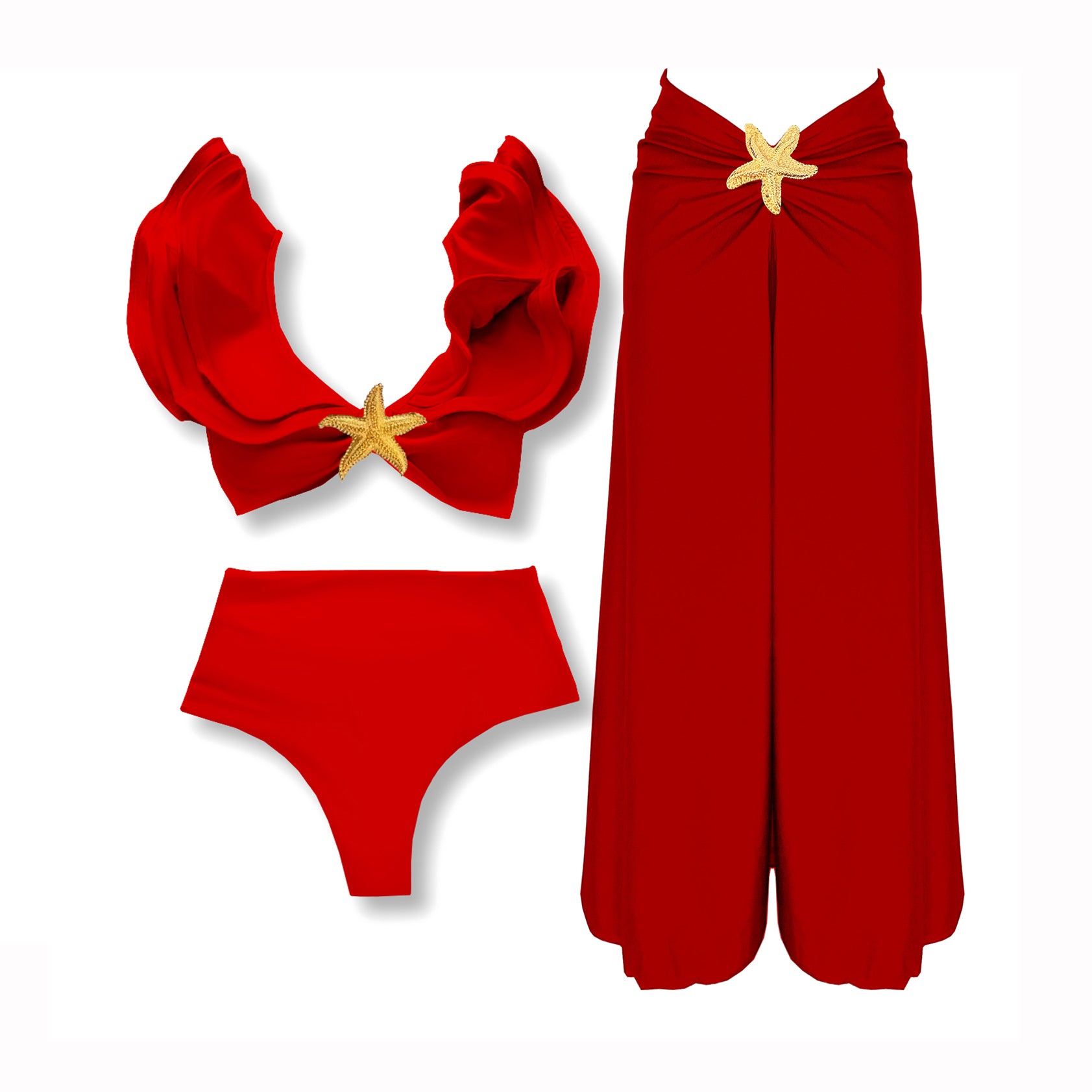 Three-Piece Bikini Set with Skirt