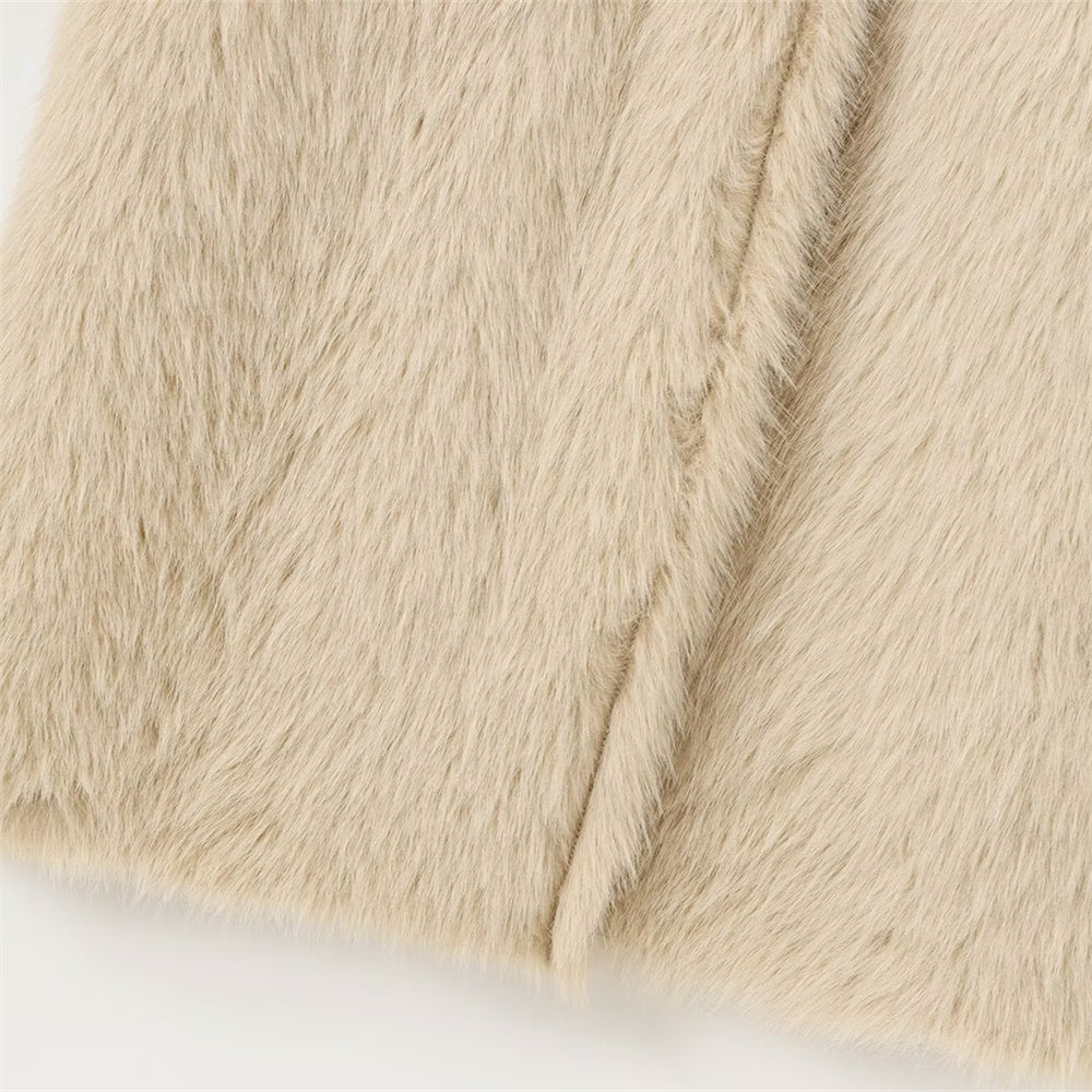 Luxuriöser Wende-Mantel im Kunstleder-Stil – Langer Mantel mit Fell-Imitat