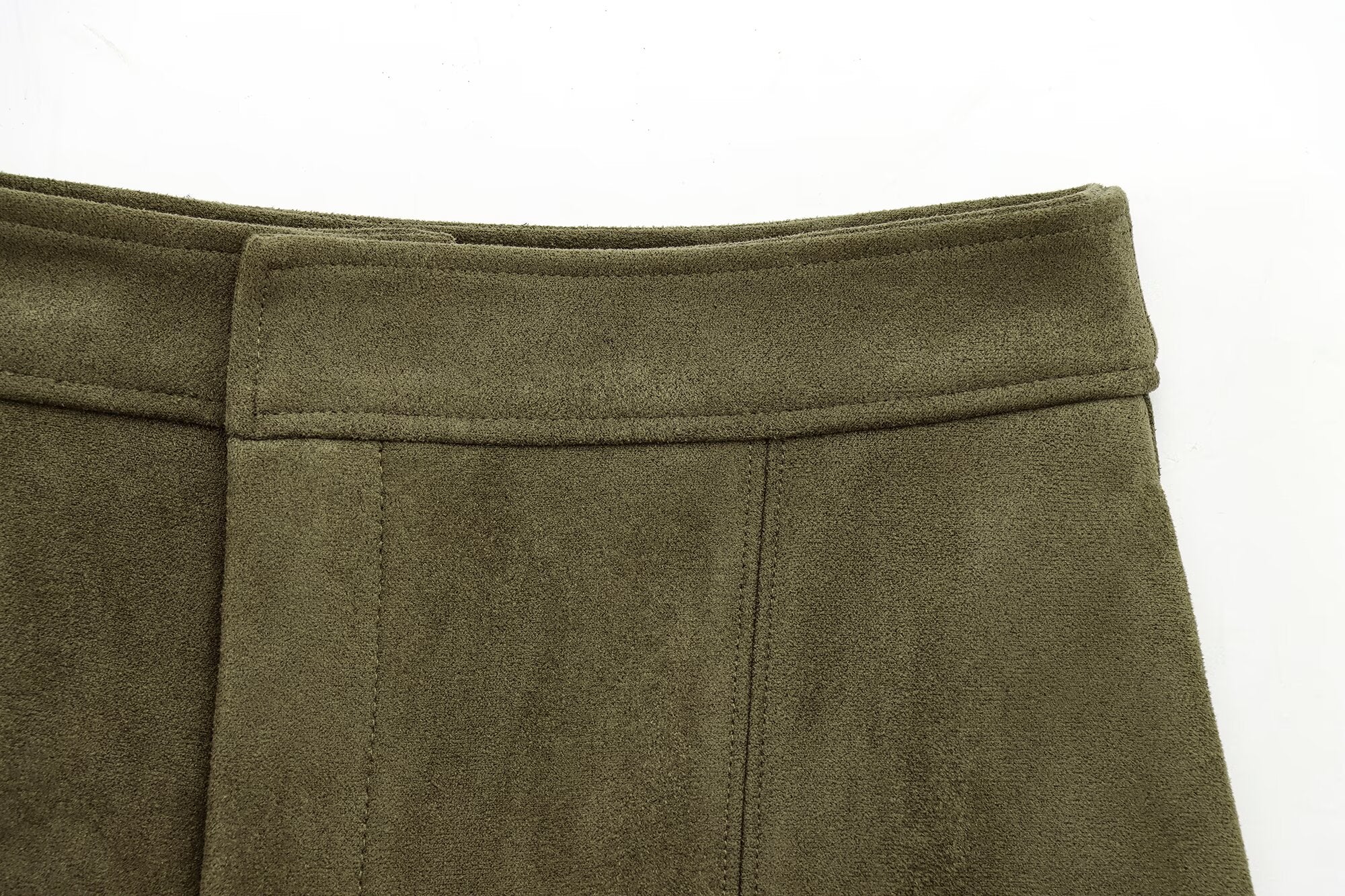 Wildleder-Optik Set: Cropped Jacke & Weite Culotte-Hose