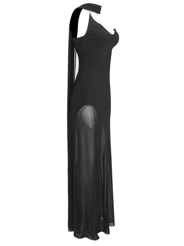 Dramatisches Abendkleid mit Mesh-Rock