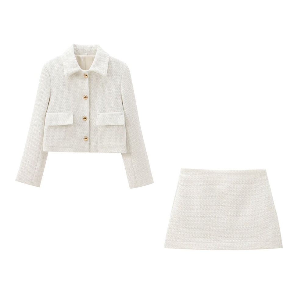 Elegantes Tweed-Set in Creme