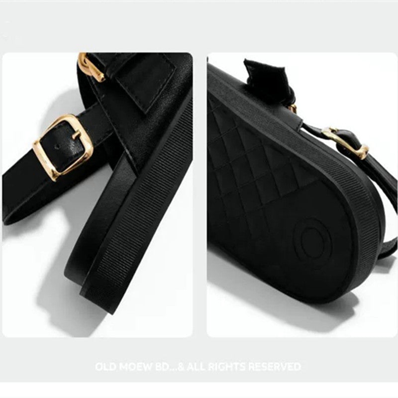 Retro Sandalen Schwarz-Gold