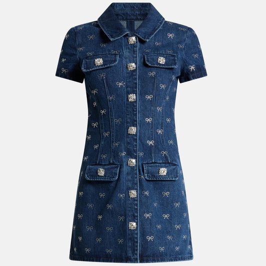 Denim-Kleid mit Schleifen-Details