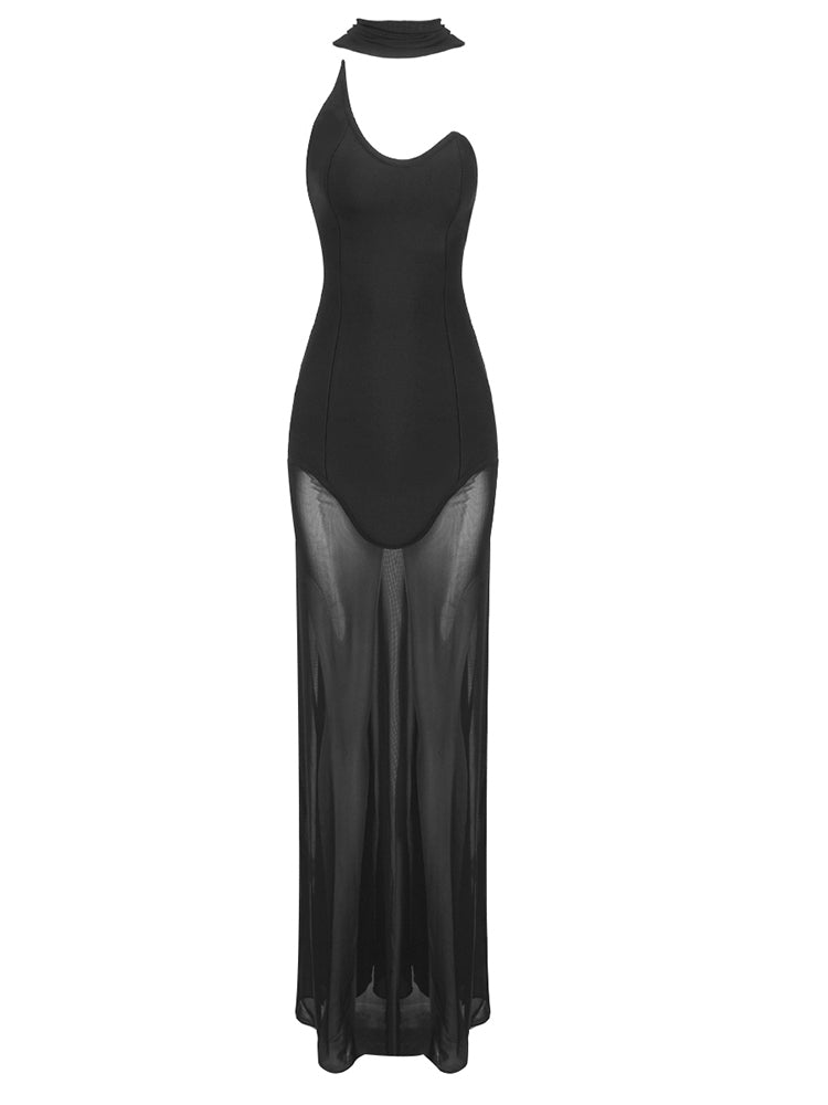 Dramatisches Abendkleid mit Mesh-Rock