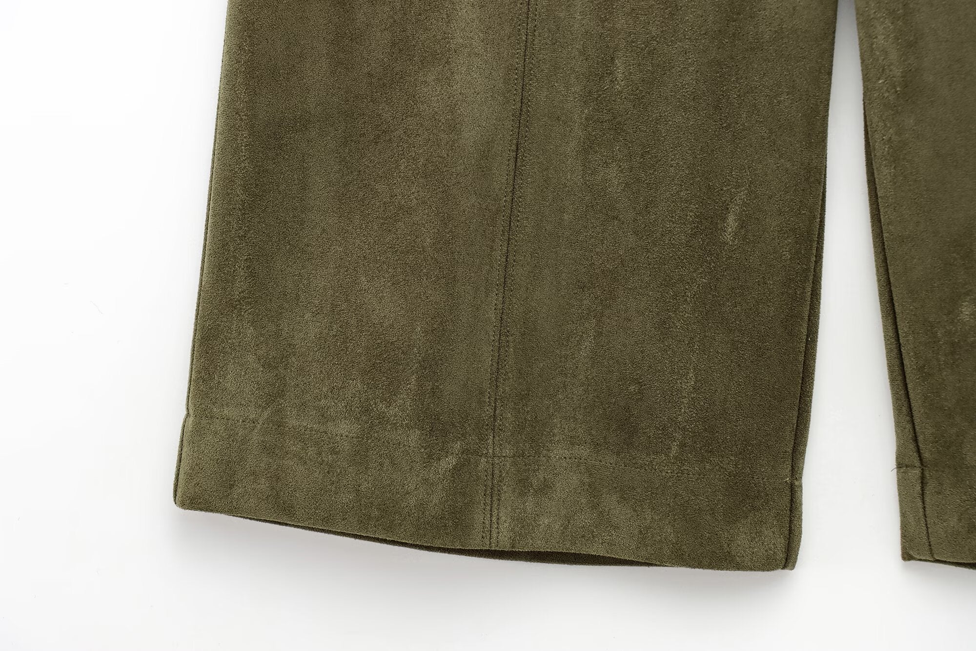 Wildleder-Optik Set: Cropped Jacke & Weite Culotte-Hose