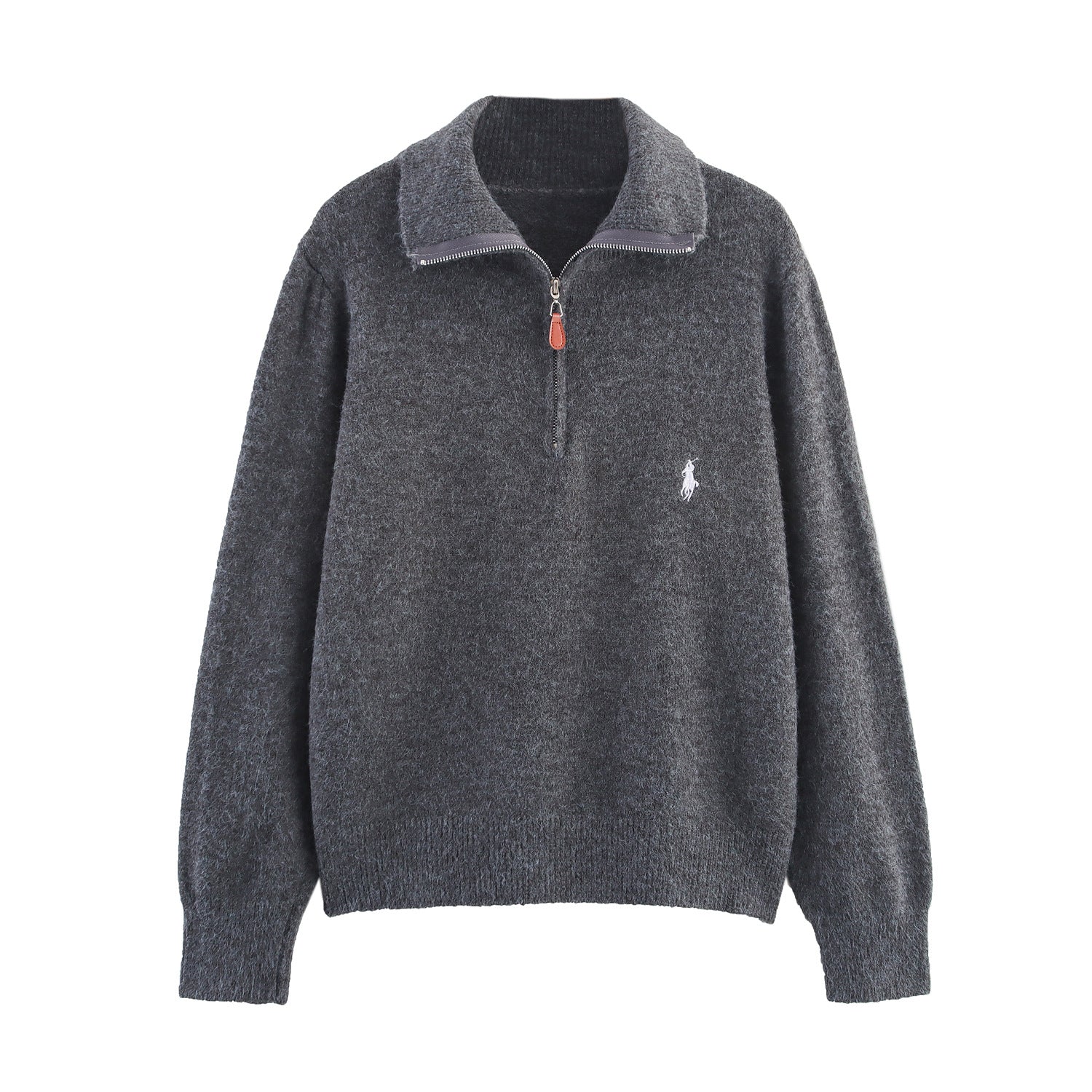 Luxuriöser Strickpullover mit halbem Reißverschluss – Pullover im Designer-Look