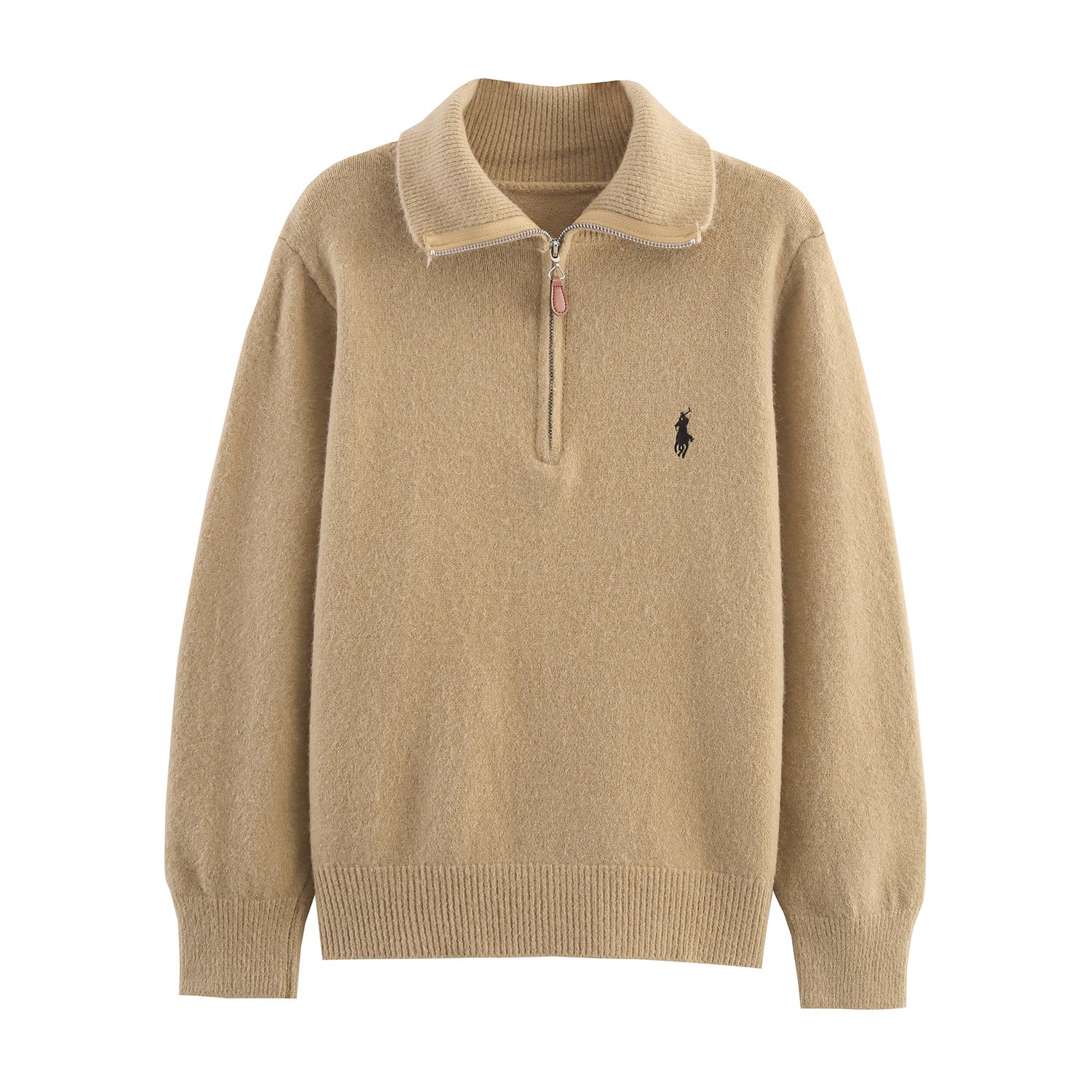 Luxuriöser Strickpullover mit halbem Reißverschluss – Pullover im Designer-Look