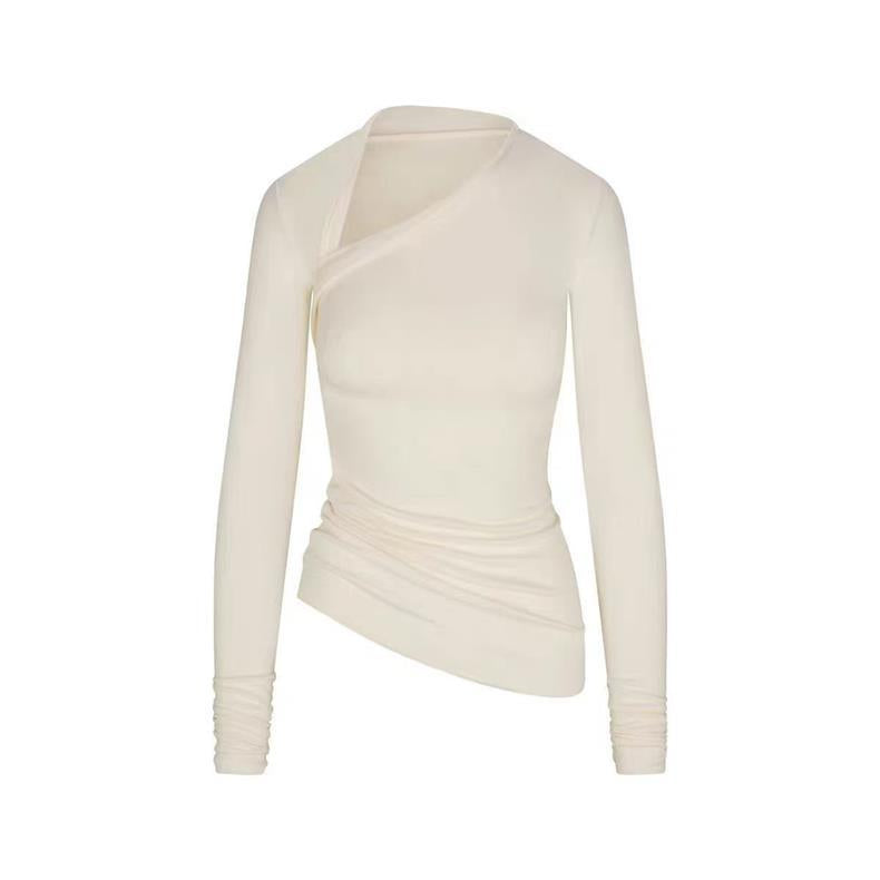 Asymmetrisches Langarm-Top mit Wickel-Detail