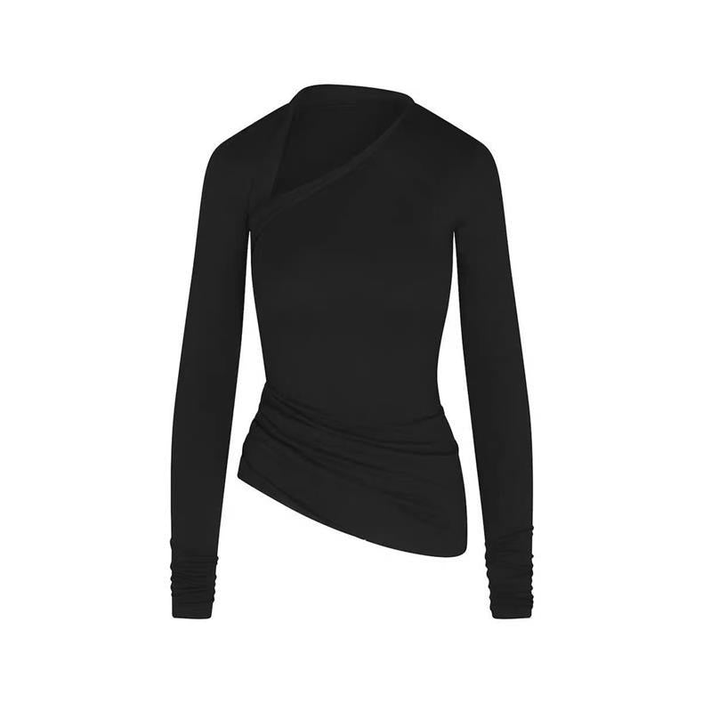 Asymmetrisches Langarm-Top mit Wickel-Detail