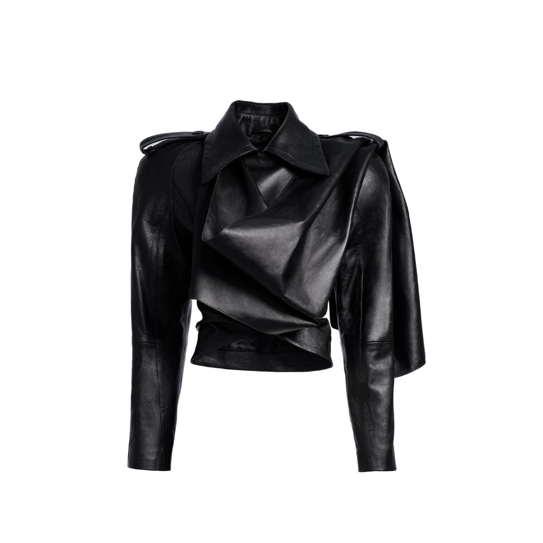 Lederjacke mit Lederschal