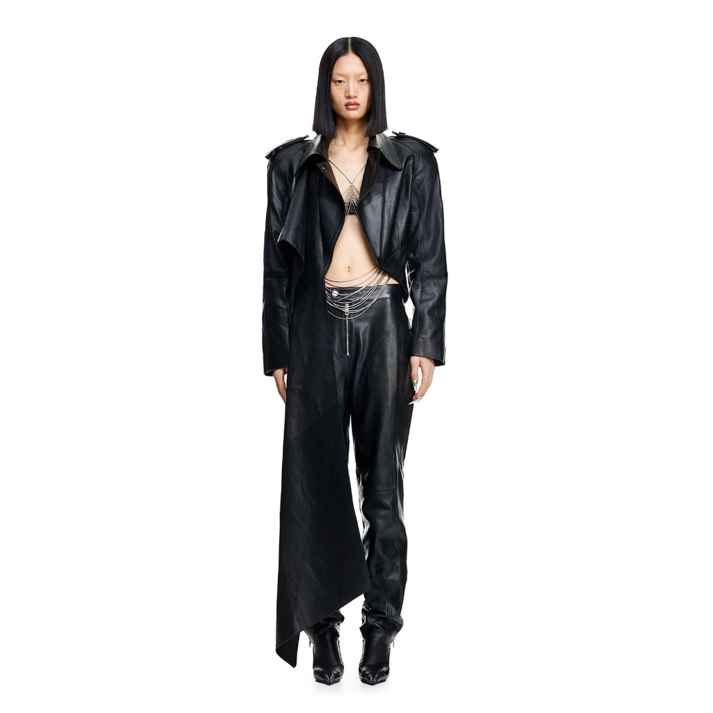 Lederjacke mit Lederschal