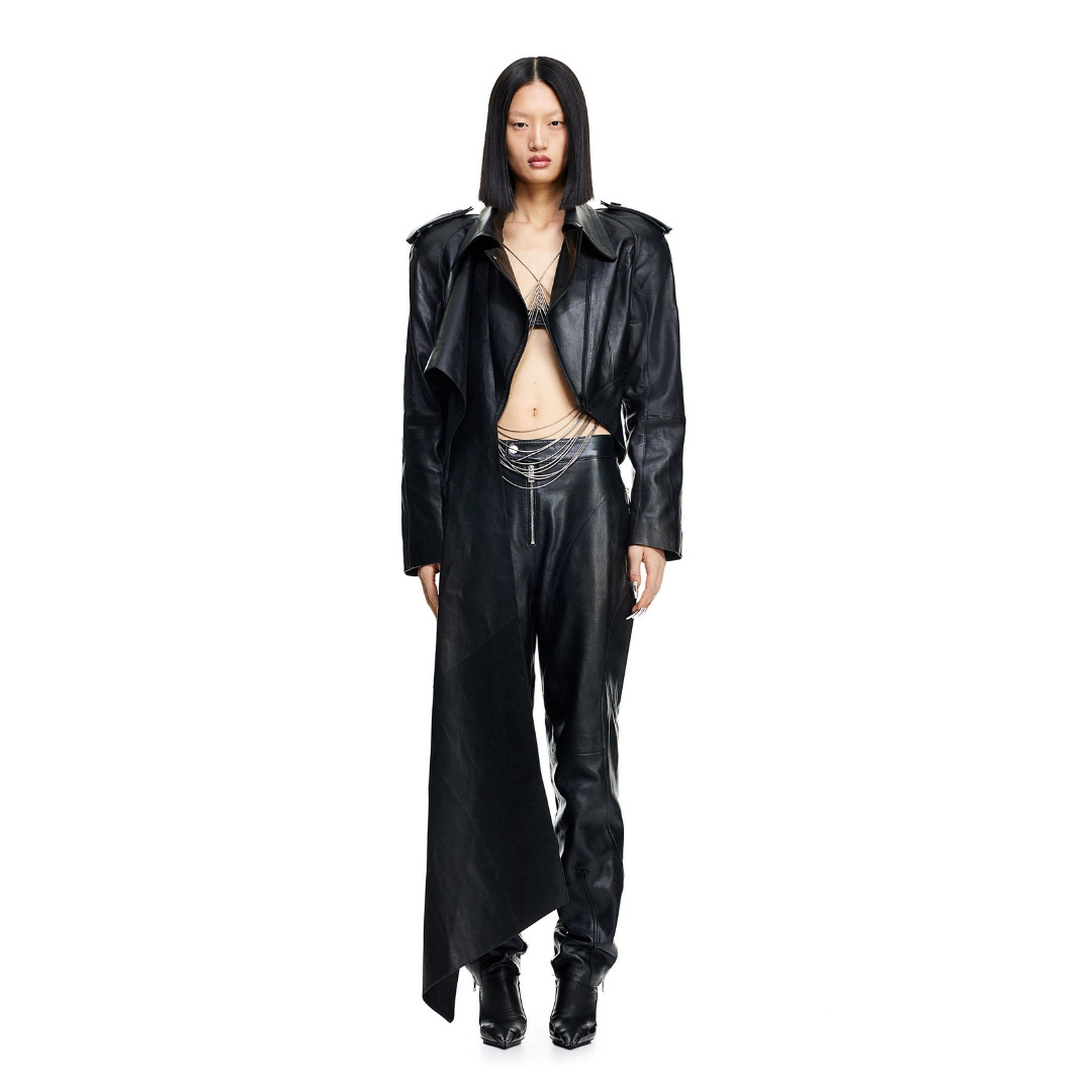 Lederjacke mit Lederschal