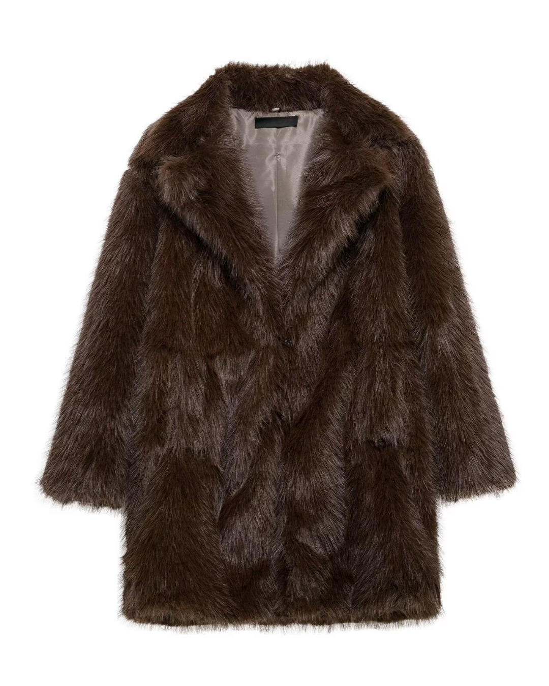 Kunstfell-Mantel (Mittellang) – Eleganter Faux-Fur, den Po bedeckend