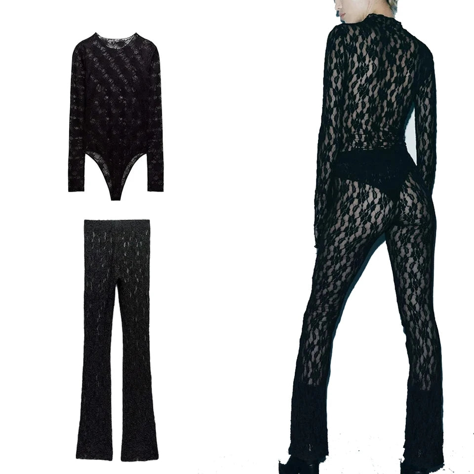 Elegant Lace Long Sleeve Bodysuit