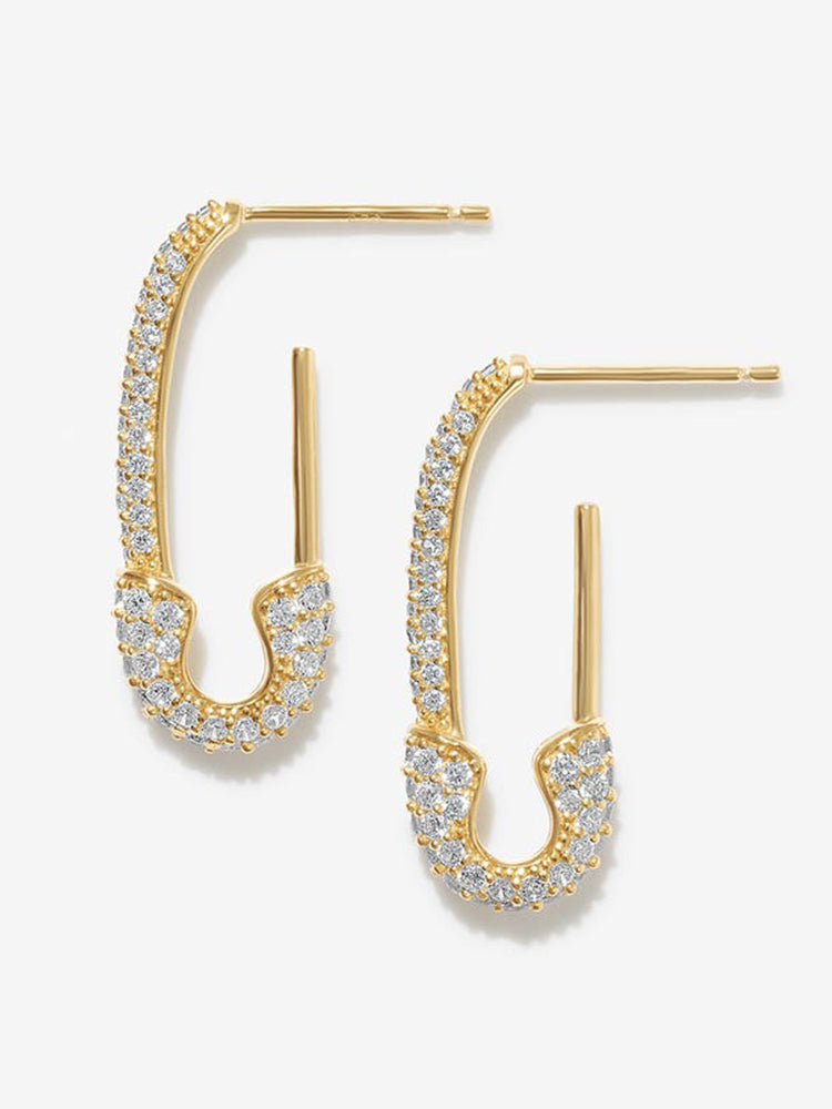 Sicherheitsnadel-Zirkonia-Ohrringe