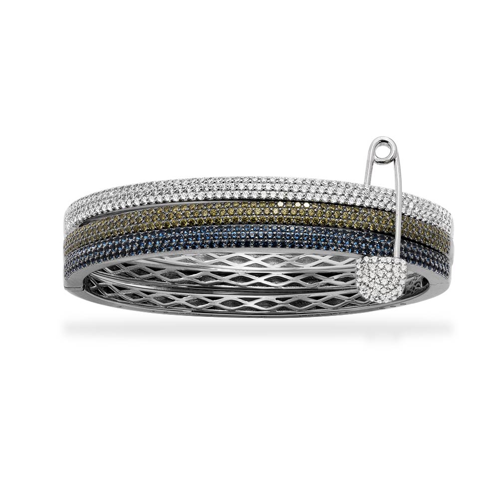 APN Kollektion Armreif – Luxuriöser Statement Armreif mit farbigen Pavé-Steinen