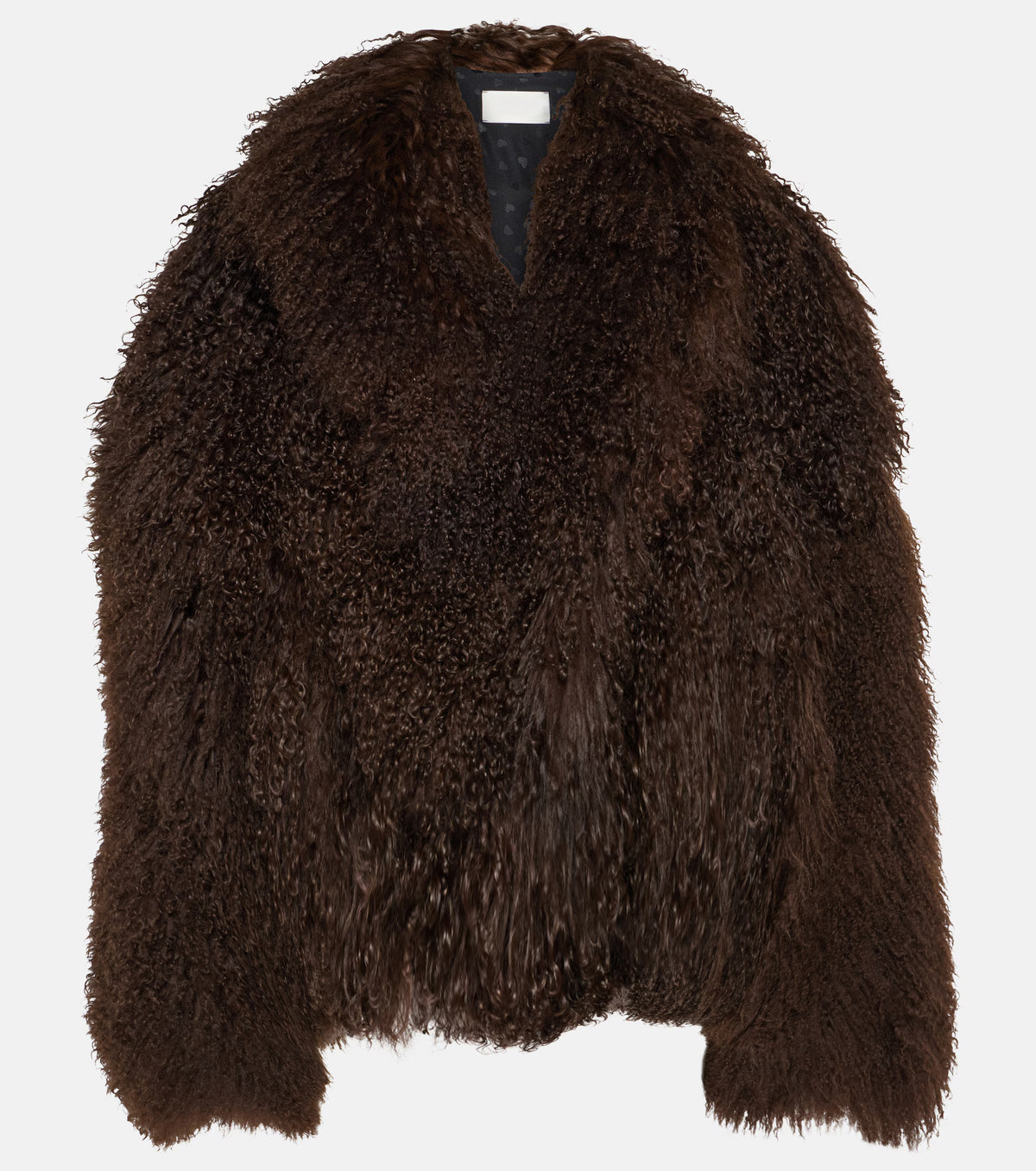 Lockige Kunstfell-Jacke (Curly Fur) – Voluminöse Kurzjacke in Dunkelbraun