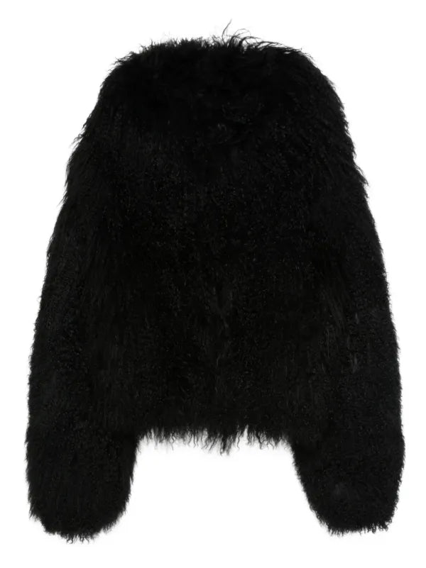 Lockige Kunstfell-Jacke (Curly Fur) – Voluminöse Kurzjacke in Dunkelbraun