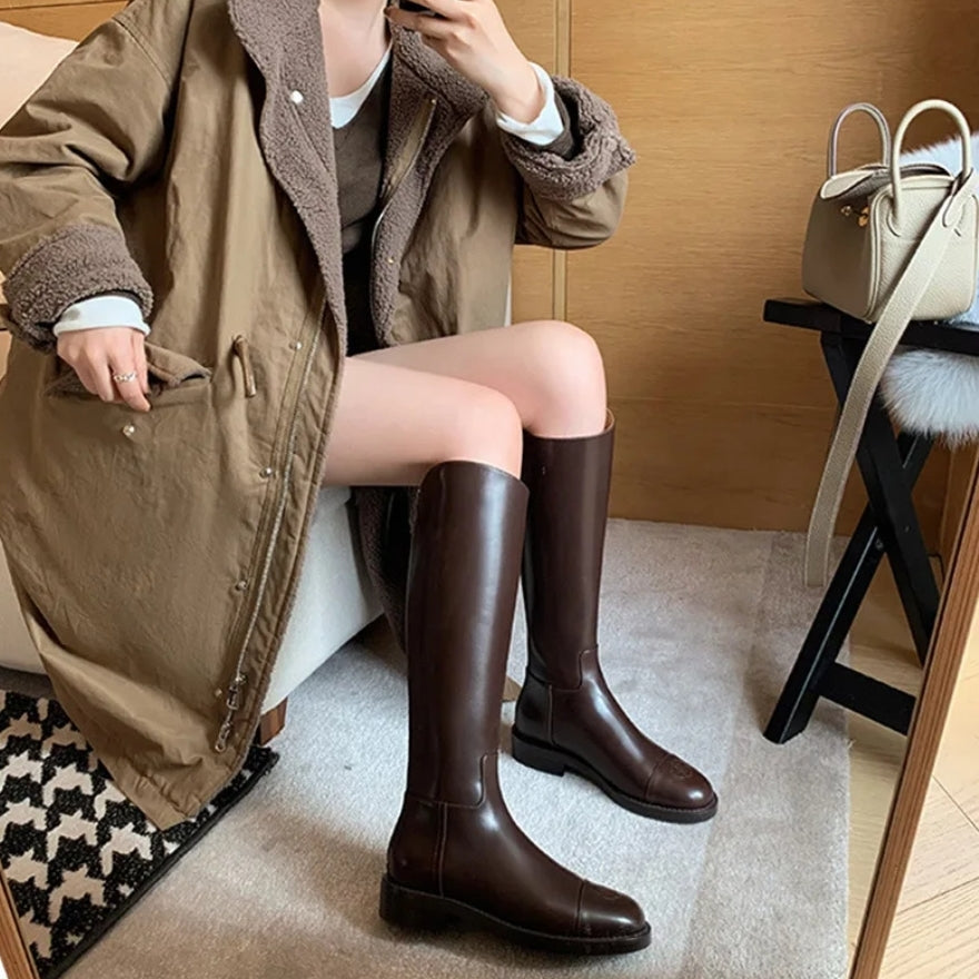 Blumenmuster Stiefel mit Reißverschluss