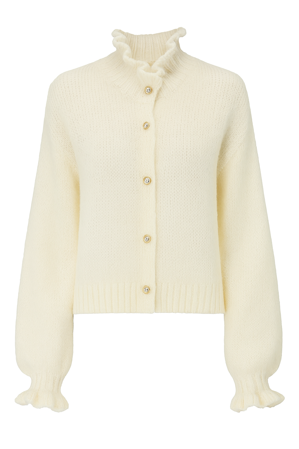 Ballonärmel & Rüschen - Femininer Cardigan für stilvolle Outfits