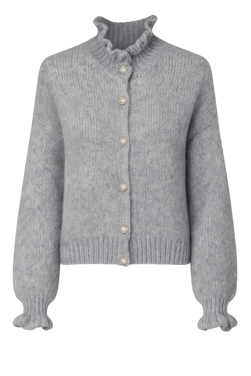 Ballonärmel & Rüschen - Femininer Cardigan für stilvolle Outfits
