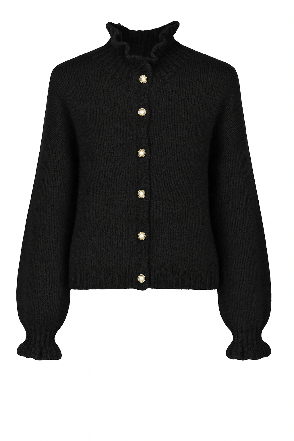 Ballonärmel & Rüschen - Femininer Cardigan für stilvolle Outfits