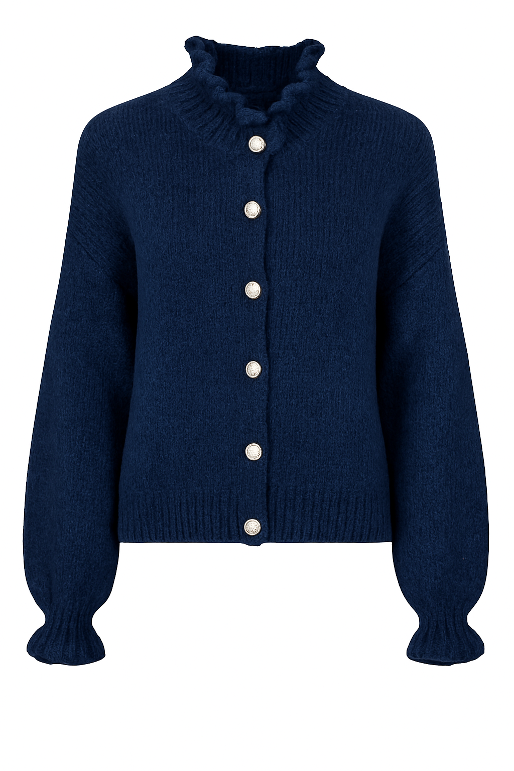 Ballonärmel & Rüschen - Femininer Cardigan für stilvolle Outfits