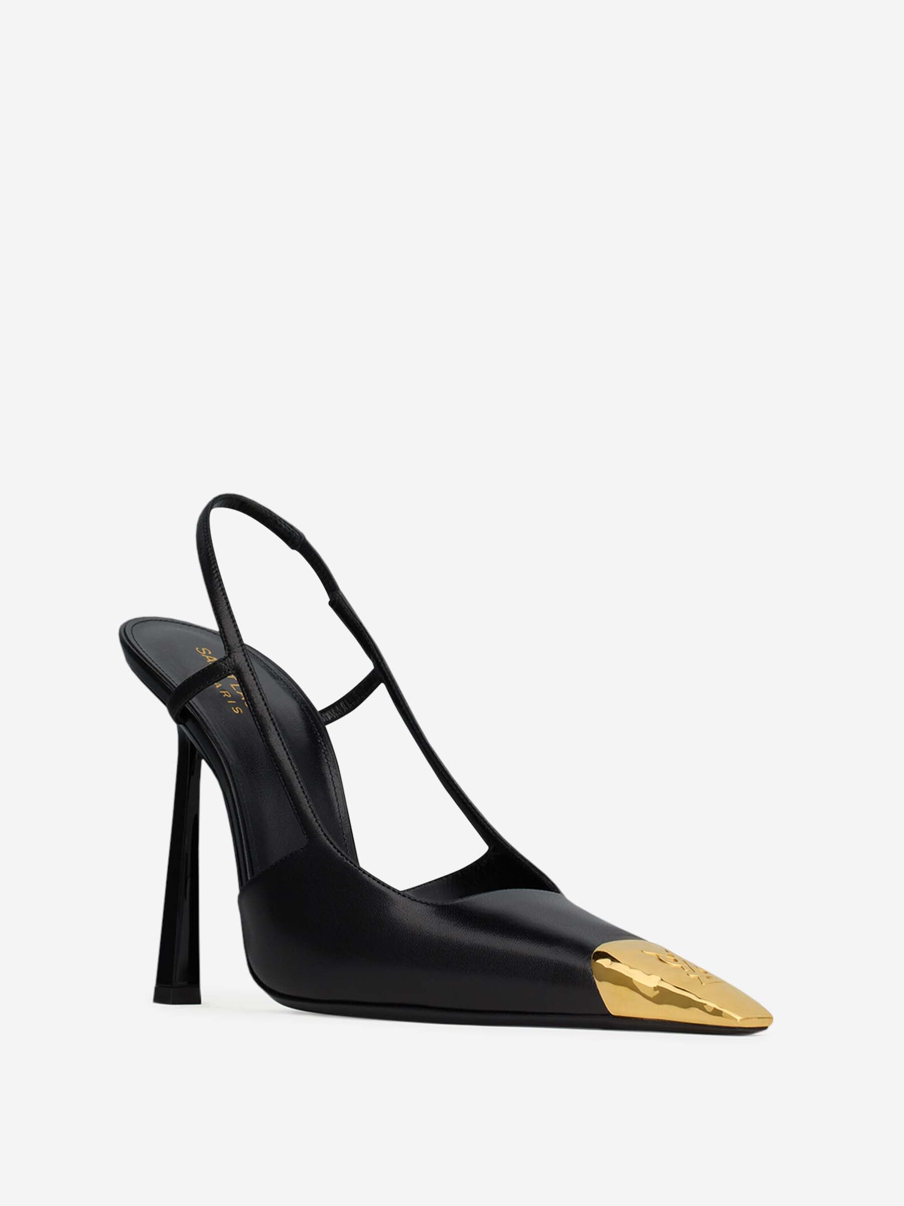 Extravagante Slingback-Pumps mit goldener Zehenkappe