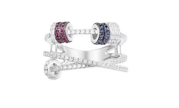 APN Kollektion Ring – Innovativer Designer Ring mit drehbaren Farbakzenten &amp; Pavé